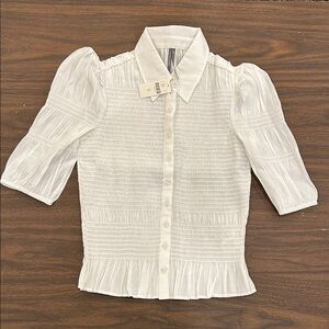 Anthropologie smocked button down XS blouse NWT!